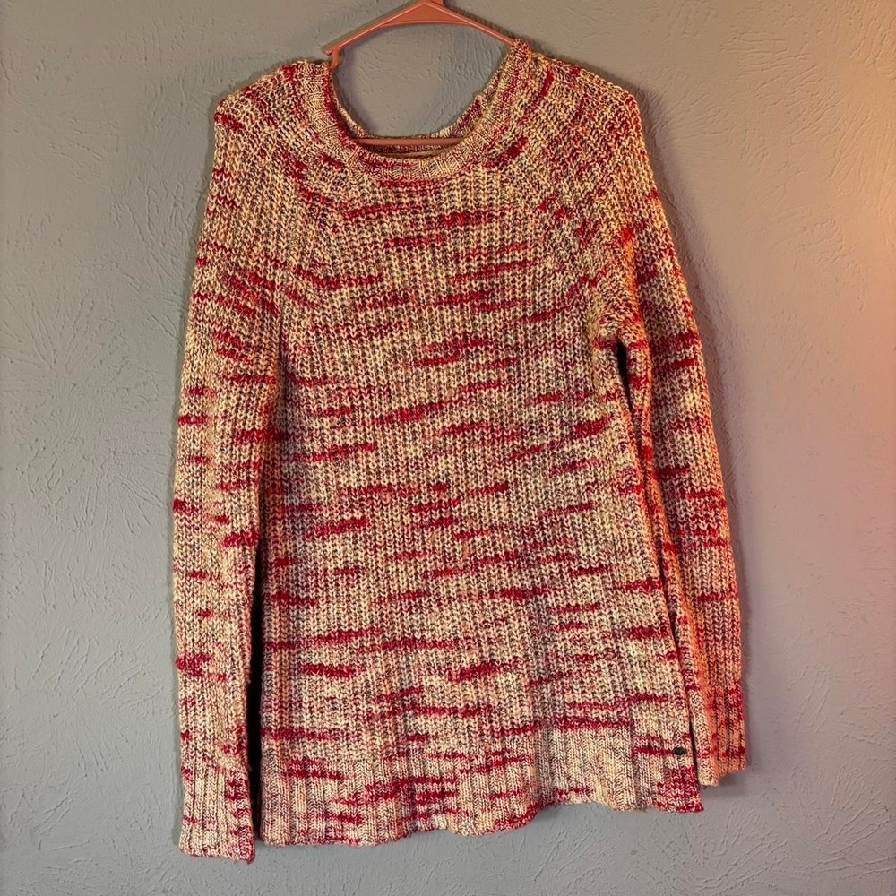 American Eagle Jegging Sweater Womens Medium Pink Cream Space Dye Vintage Y2K